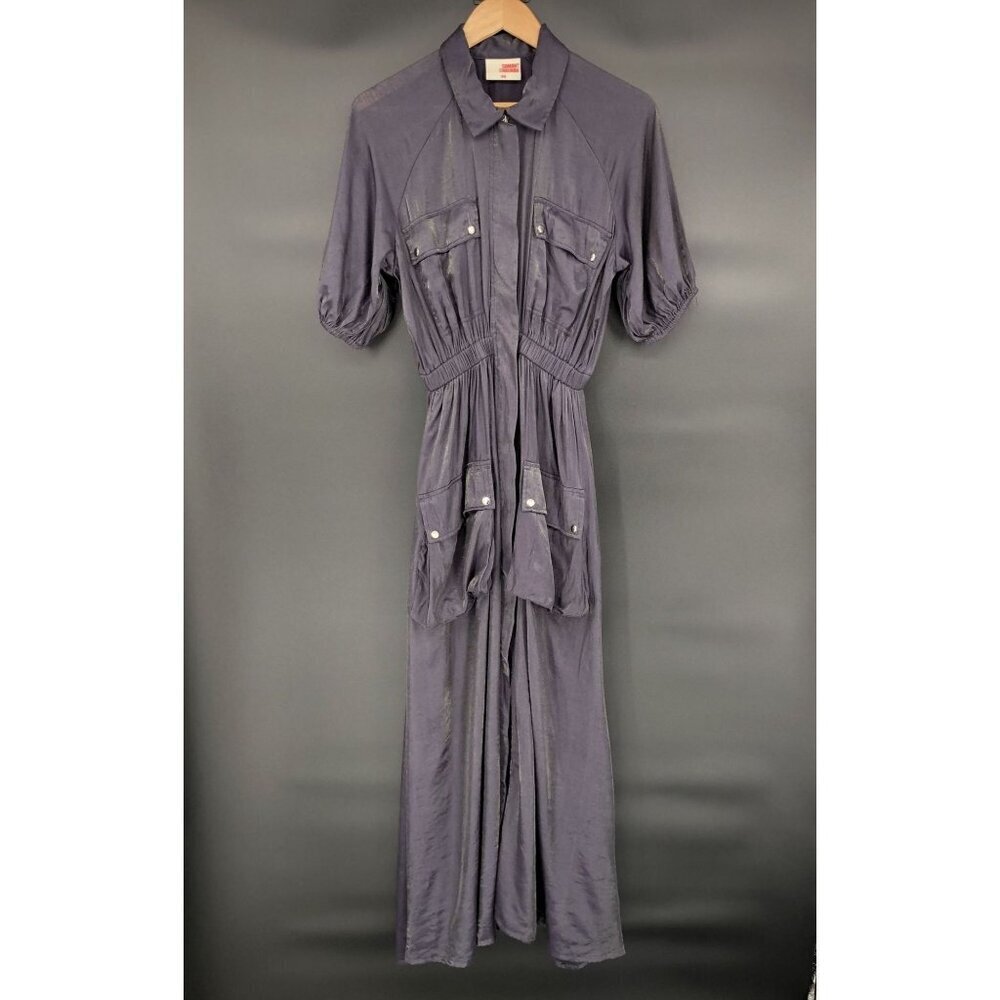 Samant Chauhan Anthropologie Women's Utility Maxi Dress XS Dark Metallic Blue